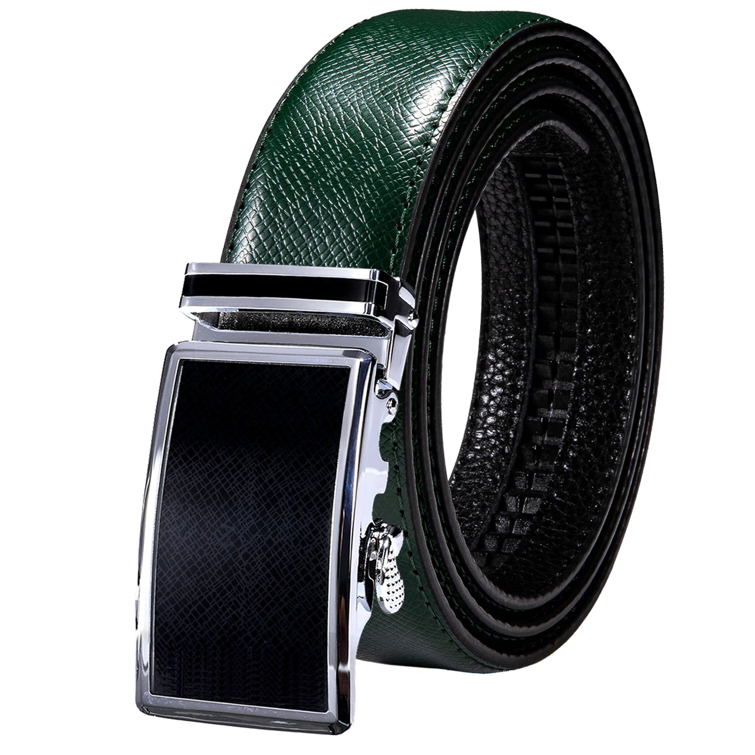 Men's Classy Blue Leather Belt, Automatic Buckle