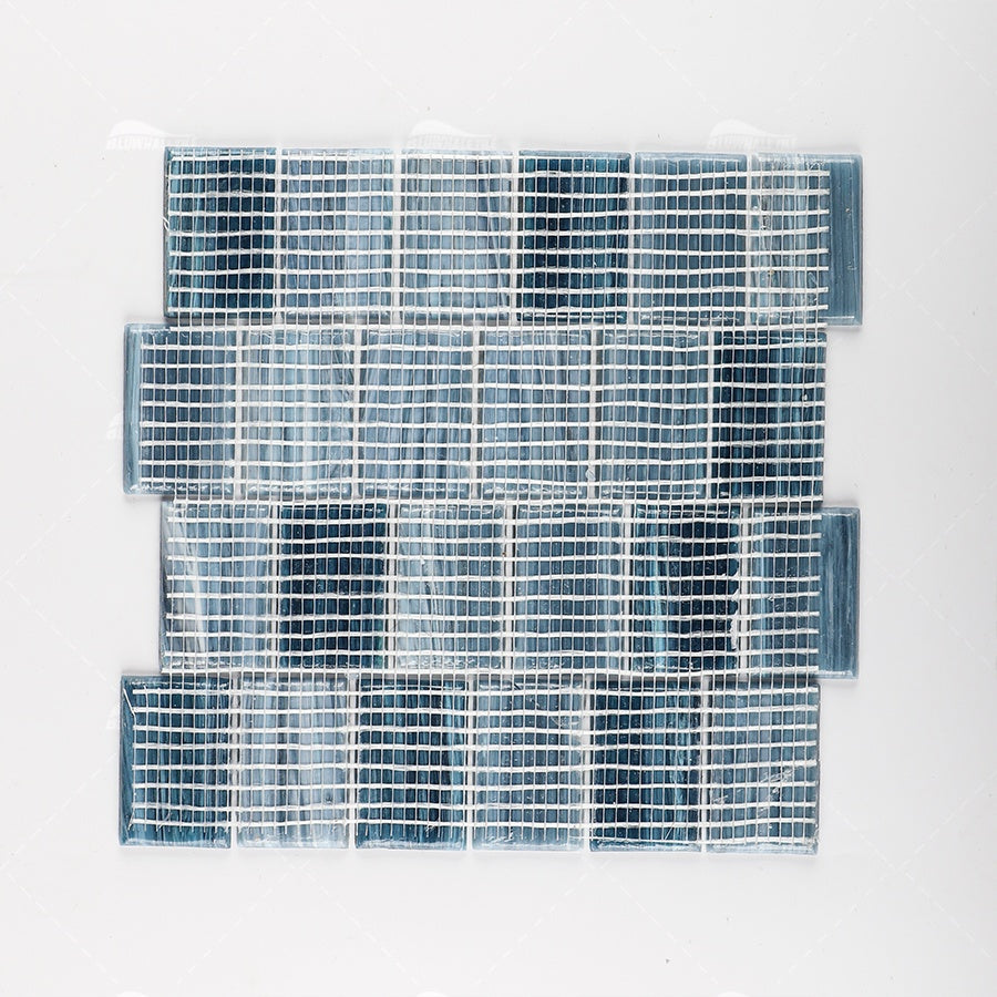 Bluwhale pearl white translucent rectangular iridescent glass mosaic tiles for swimming pool wall