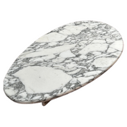Arabescato oval coffee table in grey marble with laptop desk 
