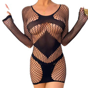 Sexy Black Bodycon Dress Long Sleeve Stretch Mesh 2023
