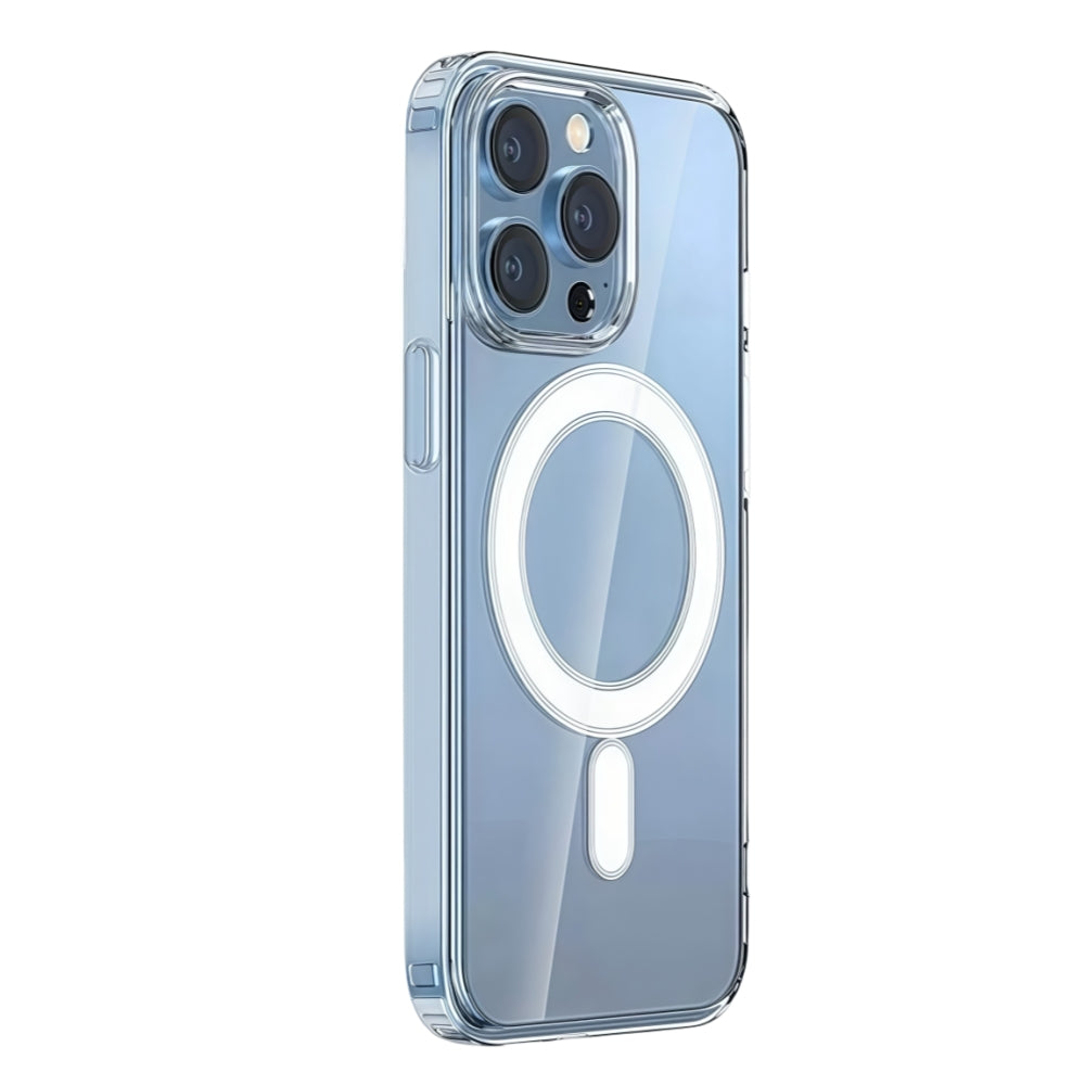 Premium shockproof transparent TPU+PC phone case for iPhone 16, support wireless charging and magnetic back cover 