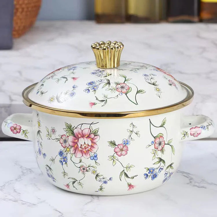 Set of 4 High-Quality Enamel Pots - For Family Kitchens