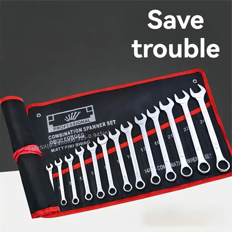 Mirror plated open mouth wrench set of 6 