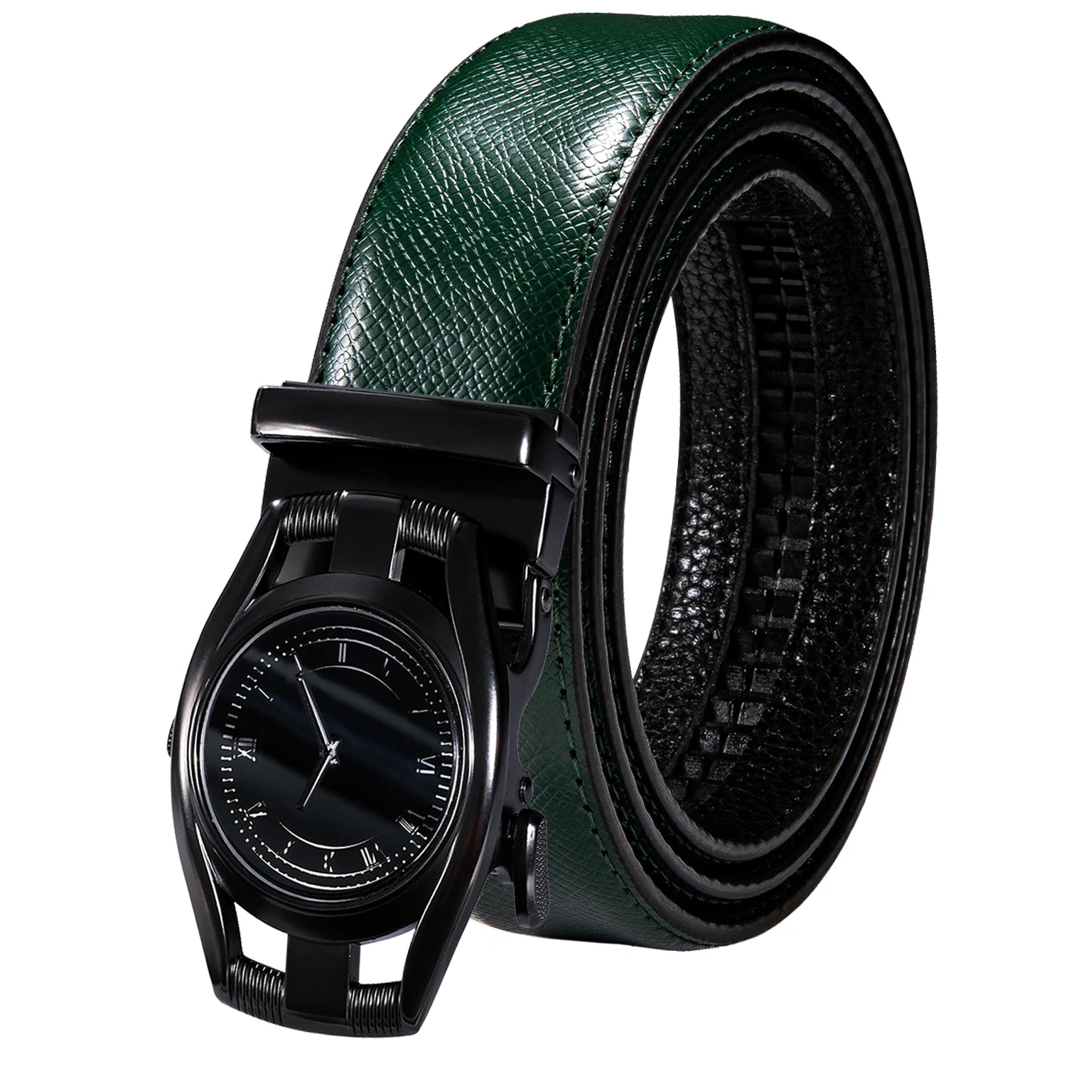 Men's Classy Blue Leather Belt, Automatic Buckle