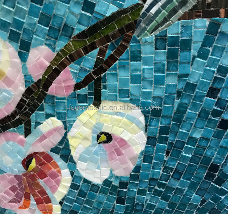 Parrot mosaic handmade painting decorates living room hallway 