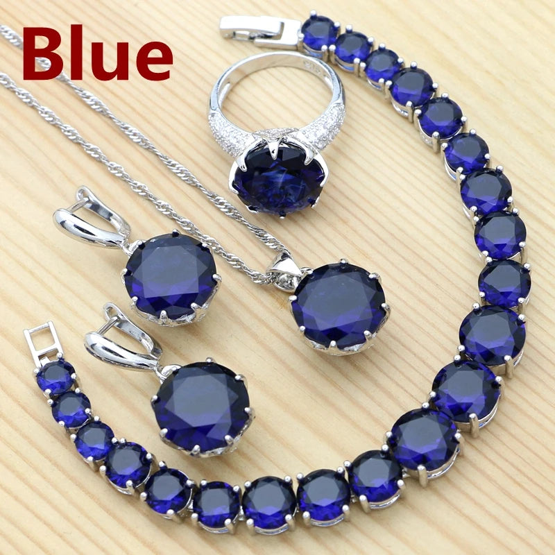 925 Silver Jewelry Set with Olive Green Stone for Women