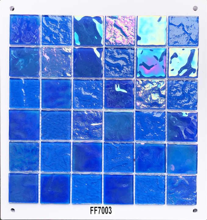 Wholesale 4mm thick modern style iridescent crystal square glass mosaic tiles for interior and exterior wall decoration 