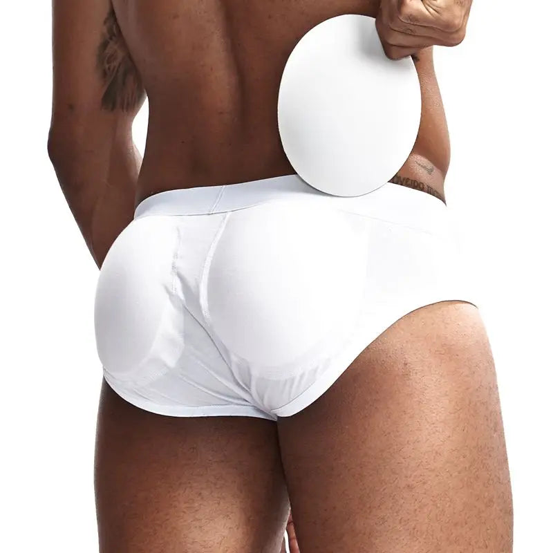 Men's Breathable Cotton Padded Butt Underwear with Removable Pads