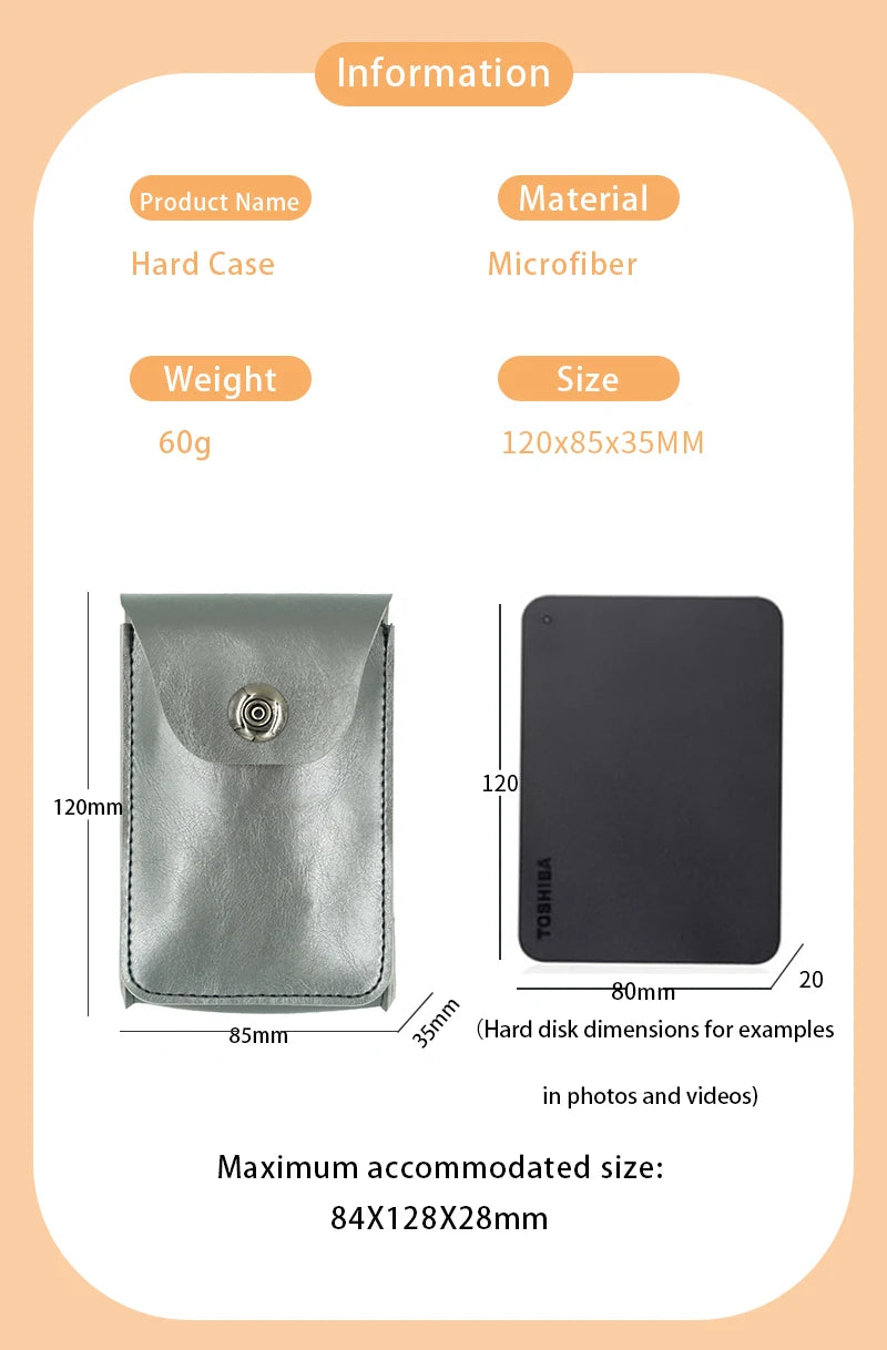 Shockproof PU Leather Box 2.5 For WD Seagate Toshiba Hard Drive