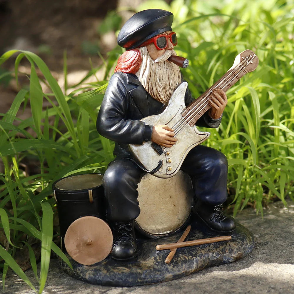 Gnome-Shaped Resin Statue Musician Figurine for Garden & Outdoor Christmas Display Painted Animal Anime Theme