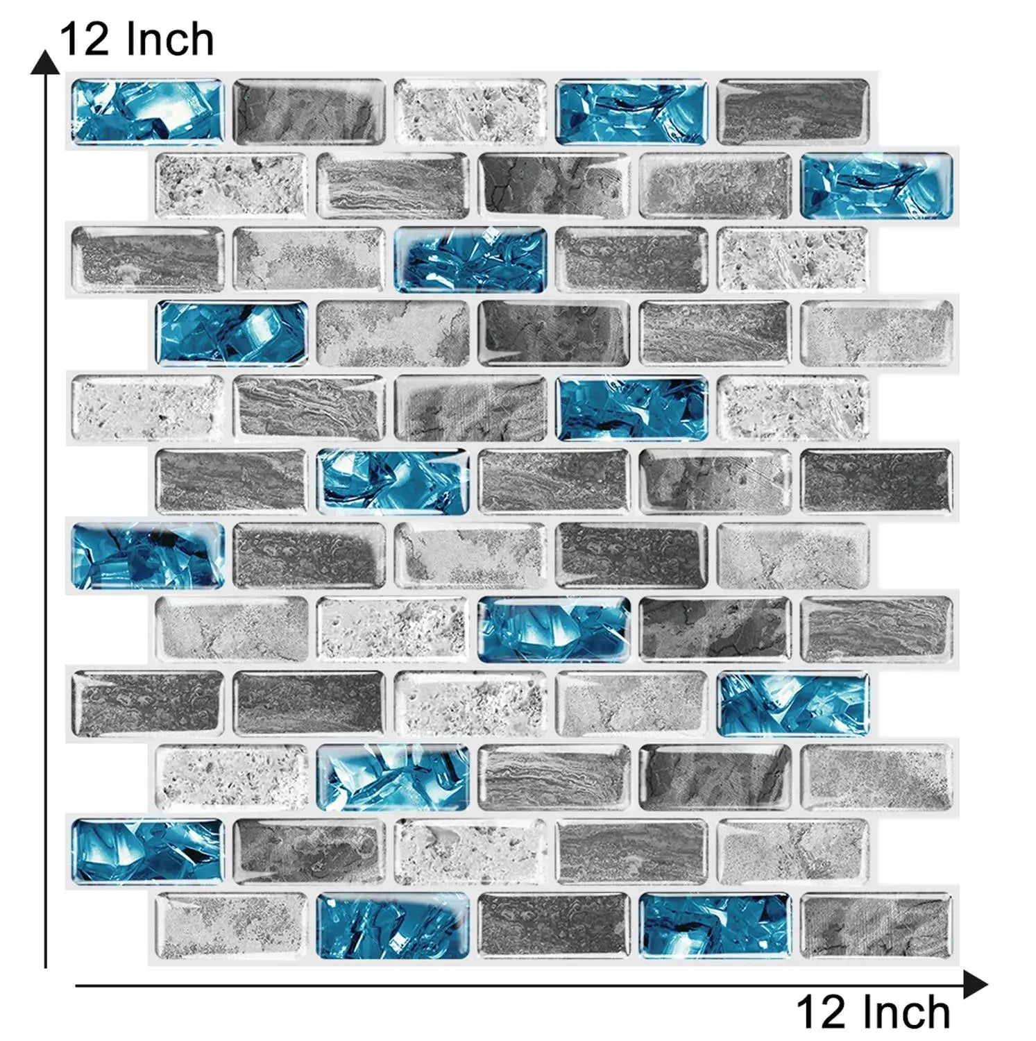Premium 12x12 inch Kicthen Bathroom Backsplash Wall Stickers Self adhesive vinyl wallpaper shell and stick 3D Metro effect tiles