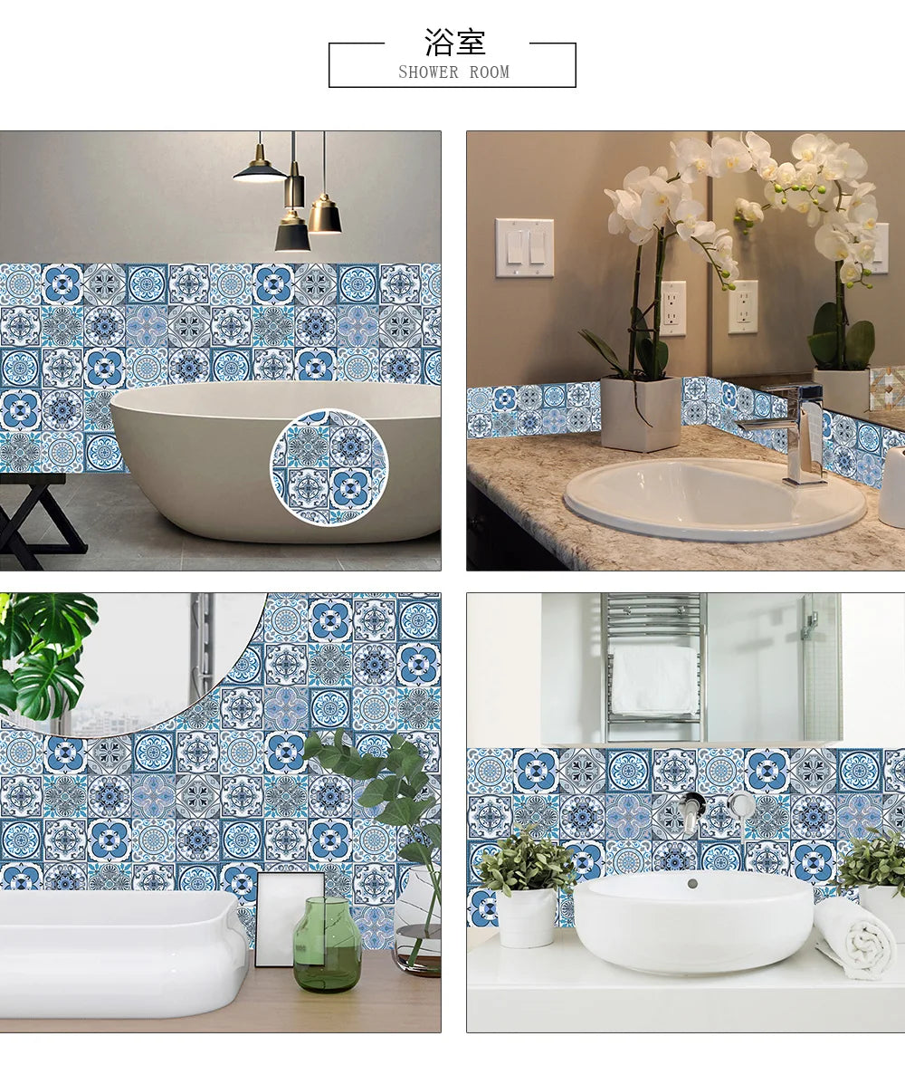 10/15/20/30cm Purple Retro Strip Tiles Wall Sticker Kitchen Stairs Tile Decoration Wallpaper Peel &amp; Stick Waterproof Art Mural