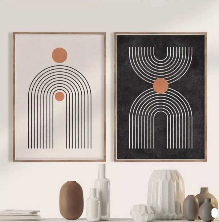 JZ Home Decor Nordic Minimalist Canvas Wall Art Giclee Print Bohemian Artwork Boho Geometric Abstract Painting 