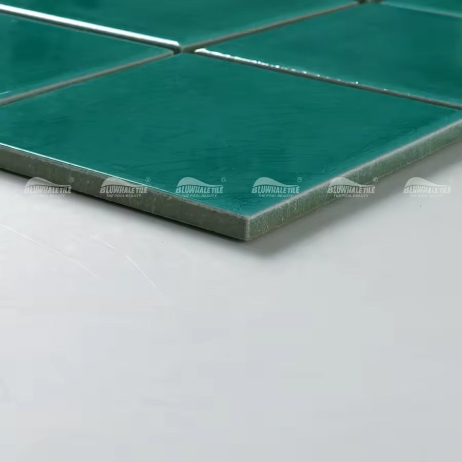 Modern green cracked ceramic mosaic floor tiles 