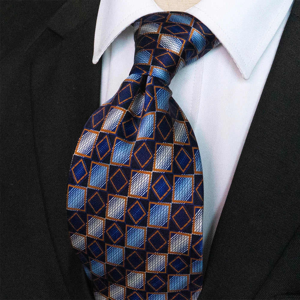 Cà vạt lụa nam họa tiết caro cổ điển thủ công