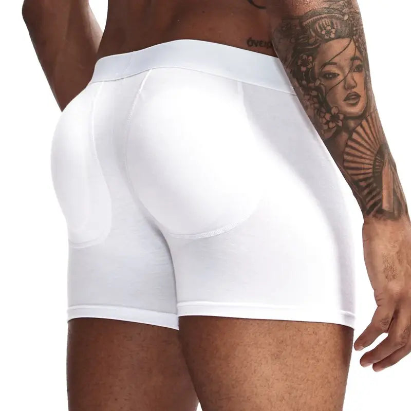 Men's Breathable Cotton Padded Butt Underwear with Removable Pads