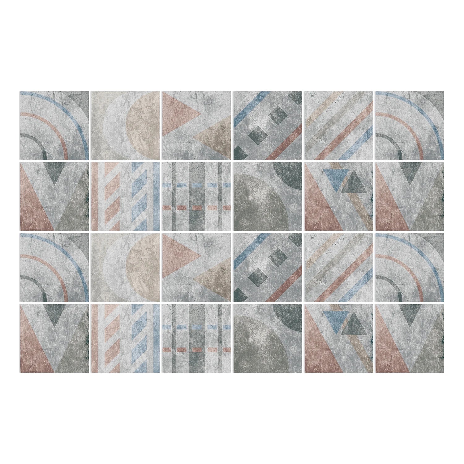 24pcs Retro Gray Kitchen Tile Sticker Wall Waterproof Self Adhesive Wallpaper PVC Furniture Cabinet Surface DIY Decorative Decal