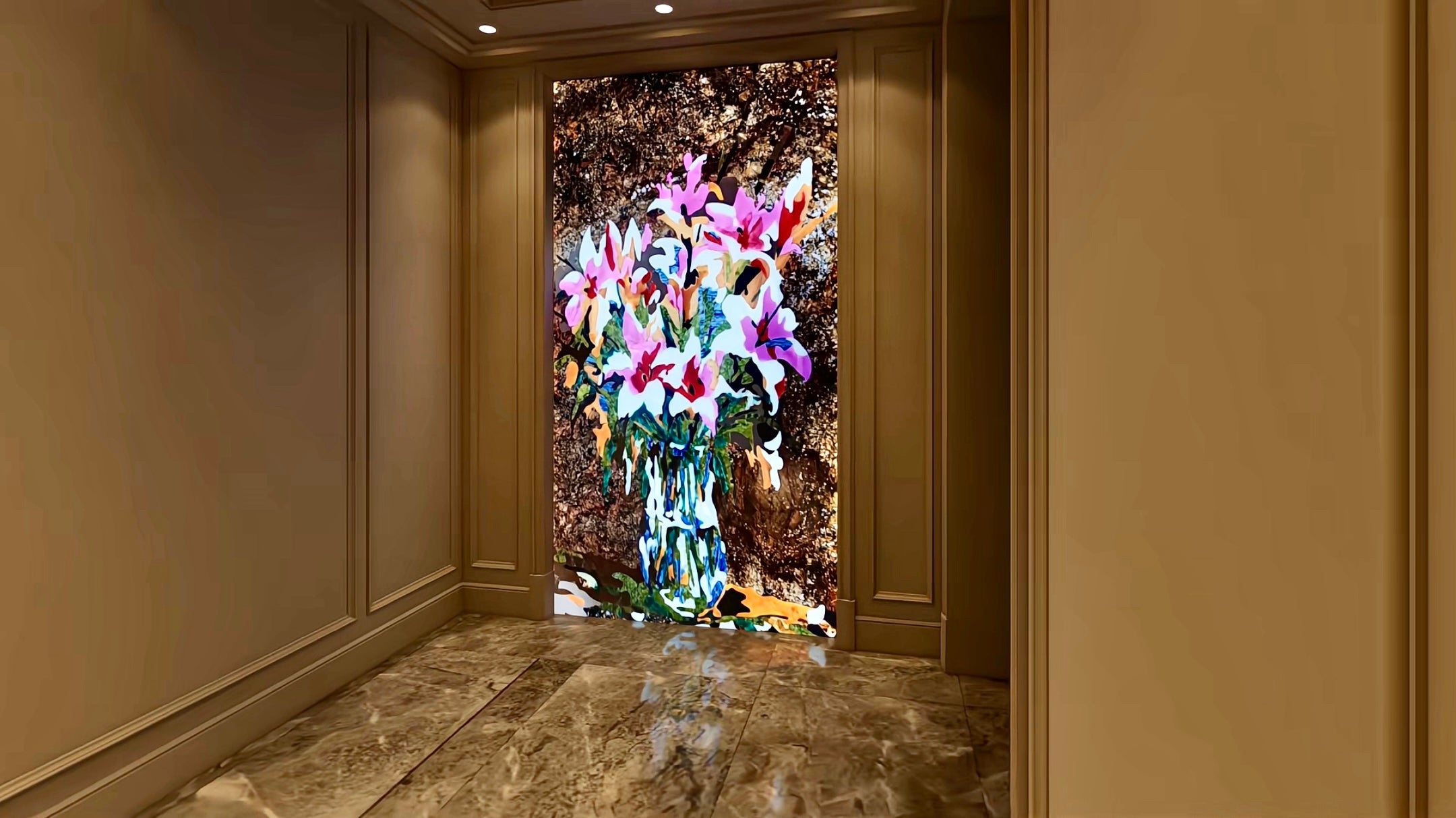 Decorative stone photo frame wall art transparent material optoelectronic device 