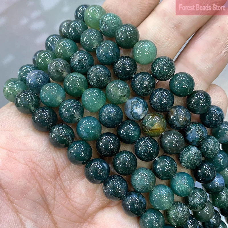 Natural Green Moss Agate Beads for DIY Jewelry Making