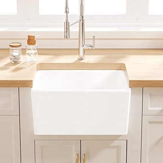 CUPC Large Ceramic Kitchen Sink in Clay Farmhouse Style 