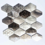 2024 new design custom long 3d hexagon metal mosaic tiles modern for interior bathroom wall decoration 
