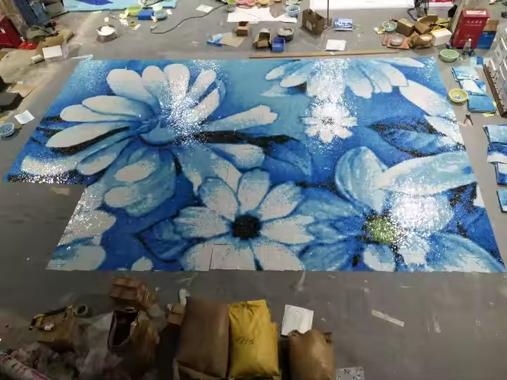 mOSAIC wall tiles handmade decorative art glass multicolor floral pattern customized 