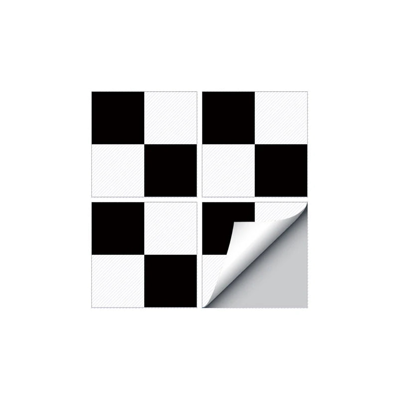 Classic European Black And White Tile Floor Stickers 3D Adhesive Kitchen Corridor Decoration Wallpaper Waterproof