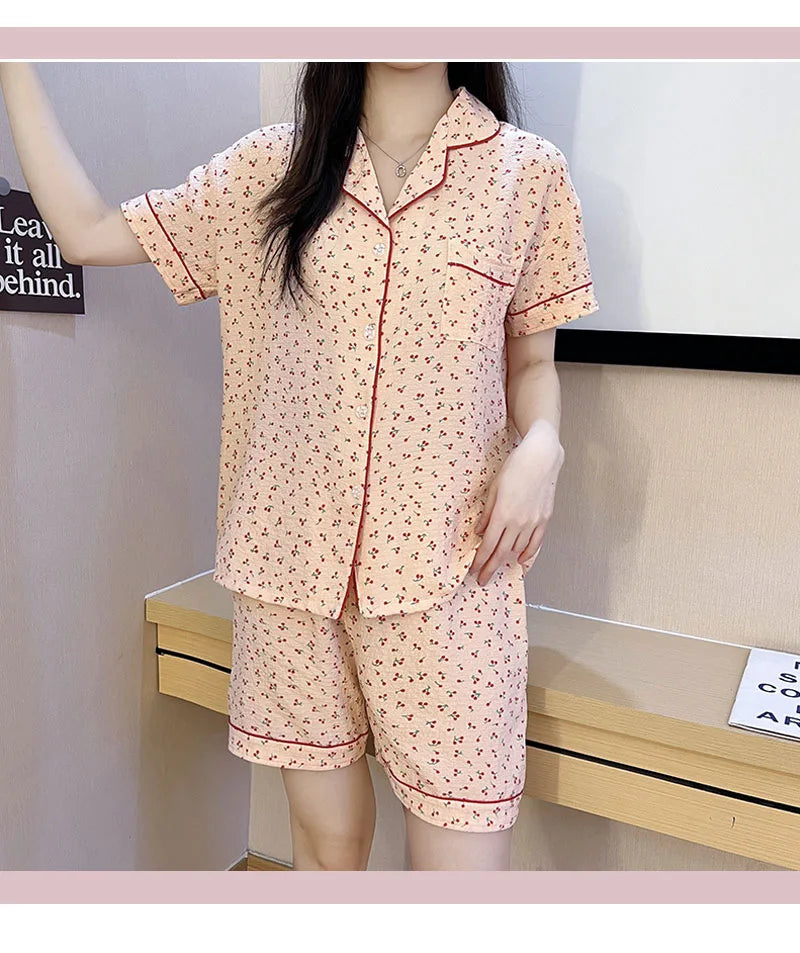 SAMWE Cute Summer Cotton Bubble Pajamas for Women
