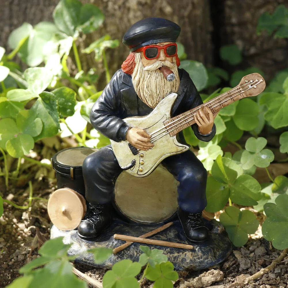 Gnome-Shaped Resin Statue Musician Figurine for Garden & Outdoor Christmas Display Painted Animal Anime Theme
