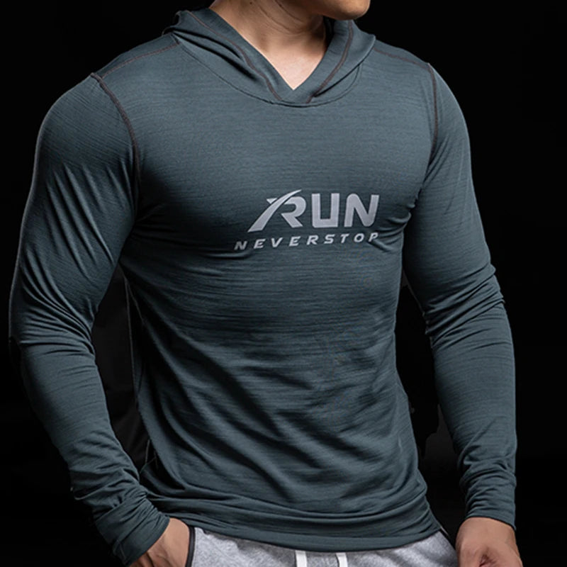 Men's Long Sleeve Sports T-Shirt, Stretchy and Breathable