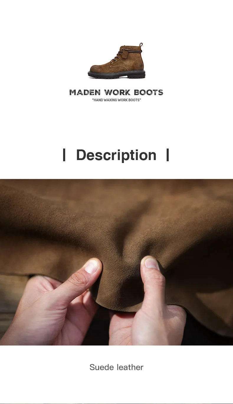 Giày Boot Nam Da Lộn Cổ Cao Lót Lông Maden Vintage