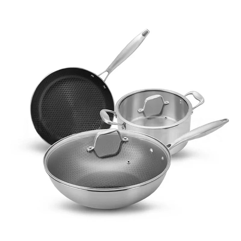 Multi-purpose High-Grade Ceramic-Coated Stainless Steel Pot and Pan Set for the Kitchen