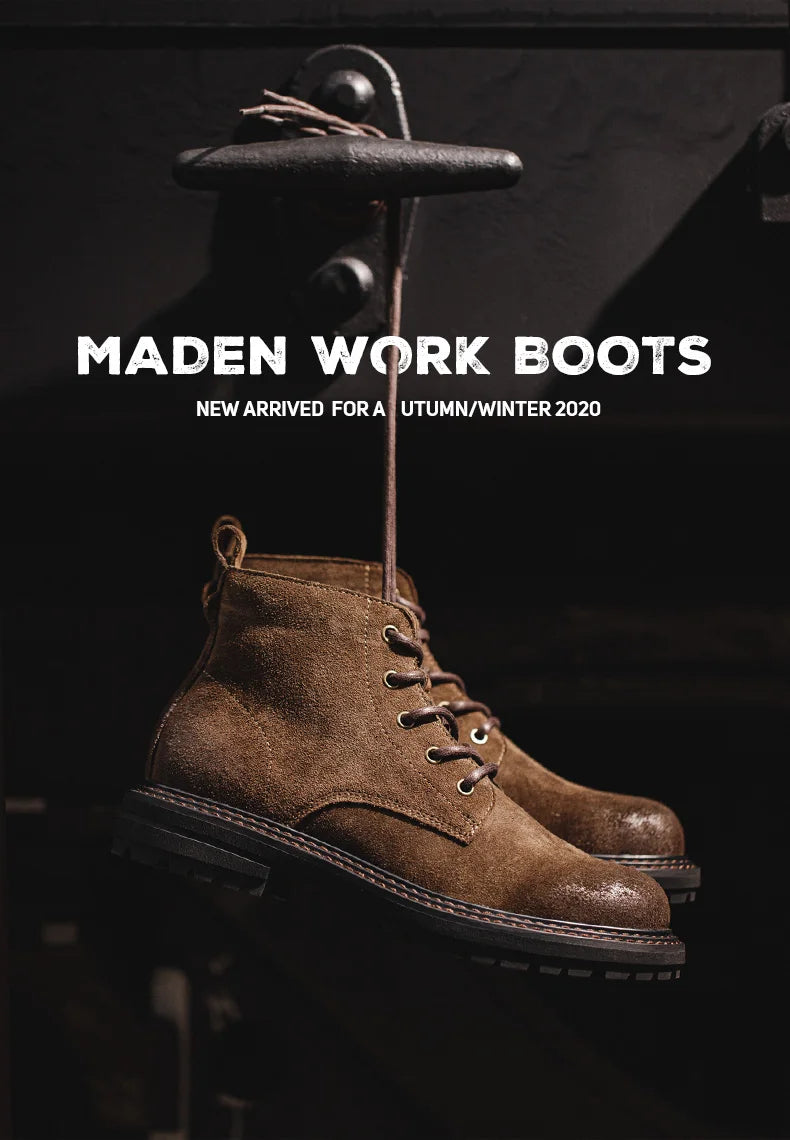 Giày Boot Nam Da Lộn Cổ Cao Lót Lông Maden Vintage