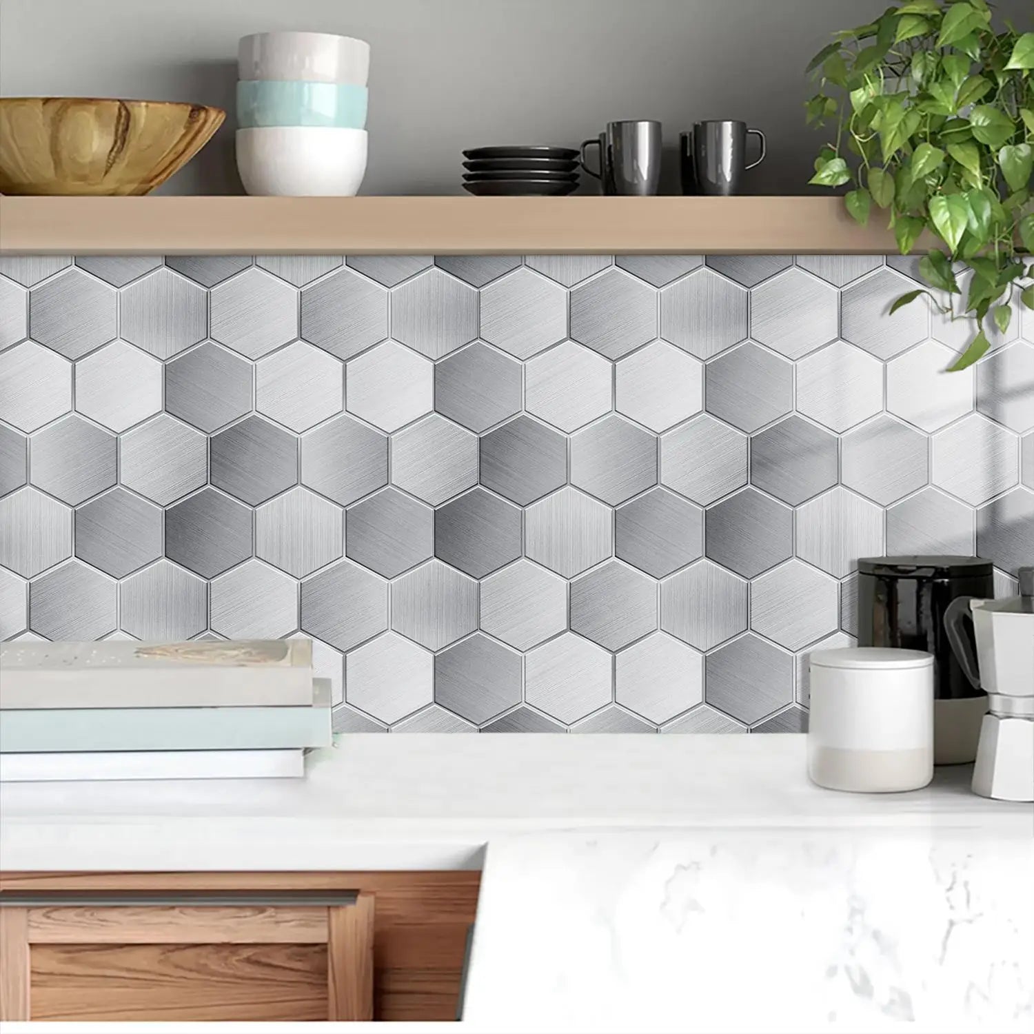Hexagon Self-Adhesive Mosaic Tiles PVC Peel & Stick Kitchen & Bedroom Backsplash Stylish Decorative Stickers Made in China - Daisan Mart