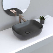 Matte Black Enamel Oval Wash Basin, Hotel Ceramic Wash Basin 