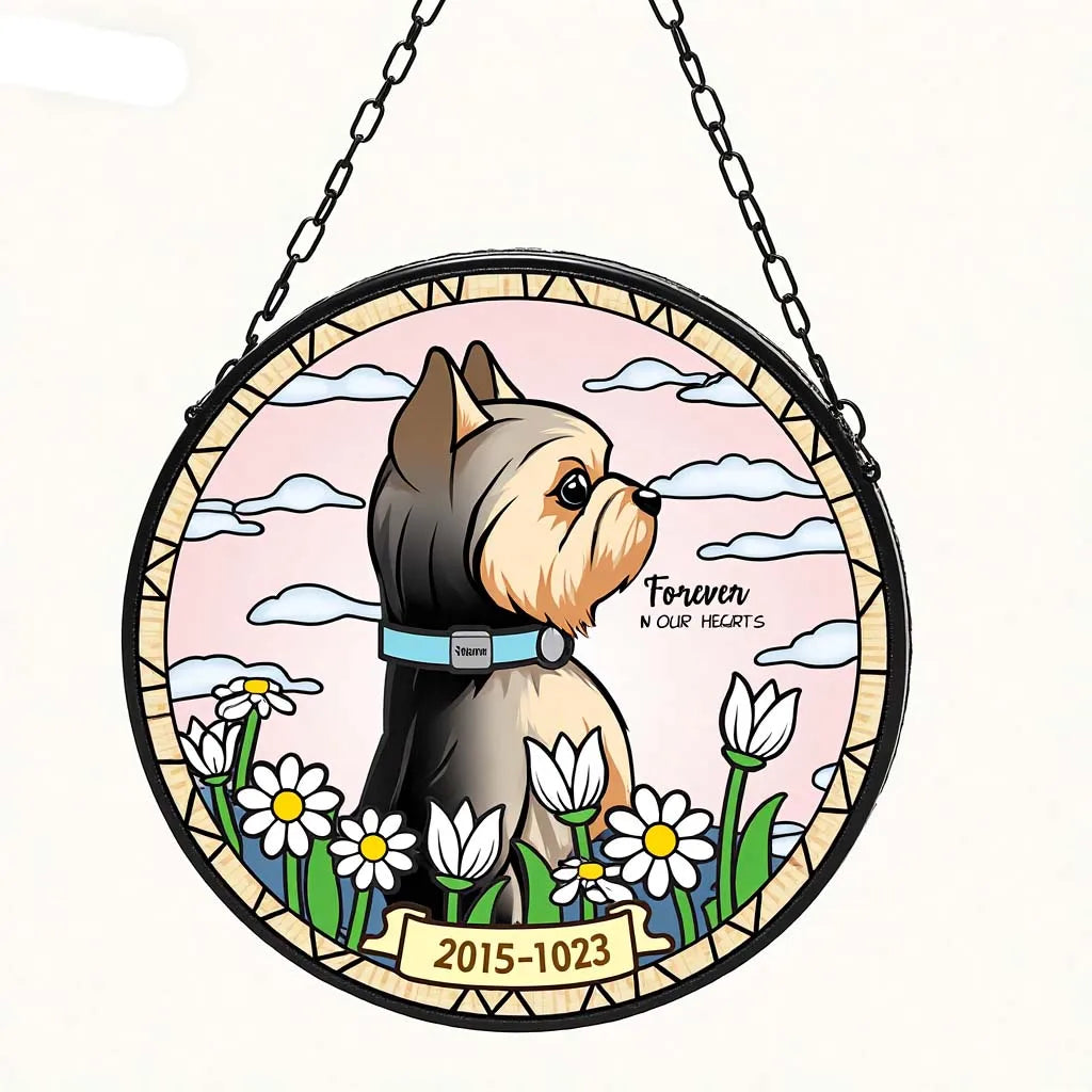 Custom Pet Memorial Suncatcher for Deceased/Lost Dogs - Personalized Remembrance Gift