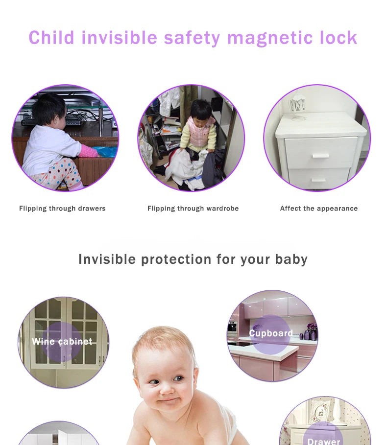 Baby Safety Lock Invisible Lock Kids Security Drawer Latch Cabinet Door Magnetic Child Safety Lock Limiter  Children Protection - Daisan Mart