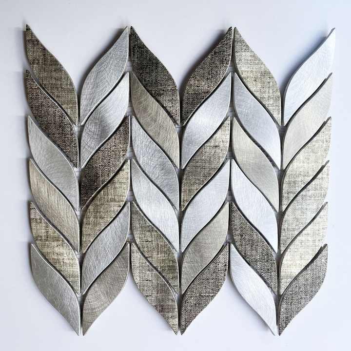 ALLEF30183P Leaf-shaped aluminum spray mosaic tiles for interior wall decoration of hotels, villas and floors 
