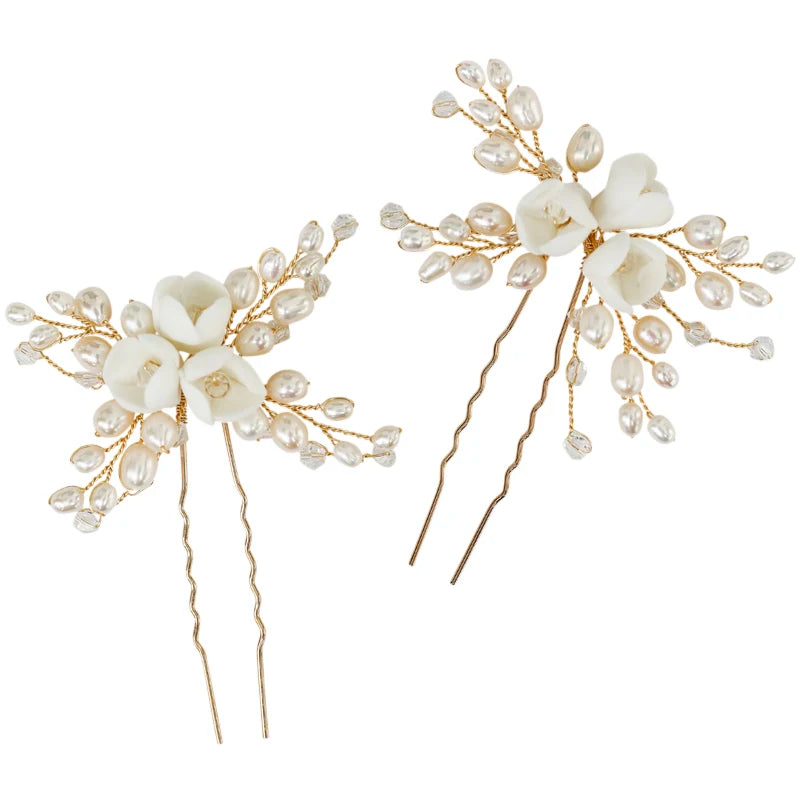 Kẹp Tóc Cô Dâu Ngọc Trai Nước Ngọt Hoa Thanh Lịch