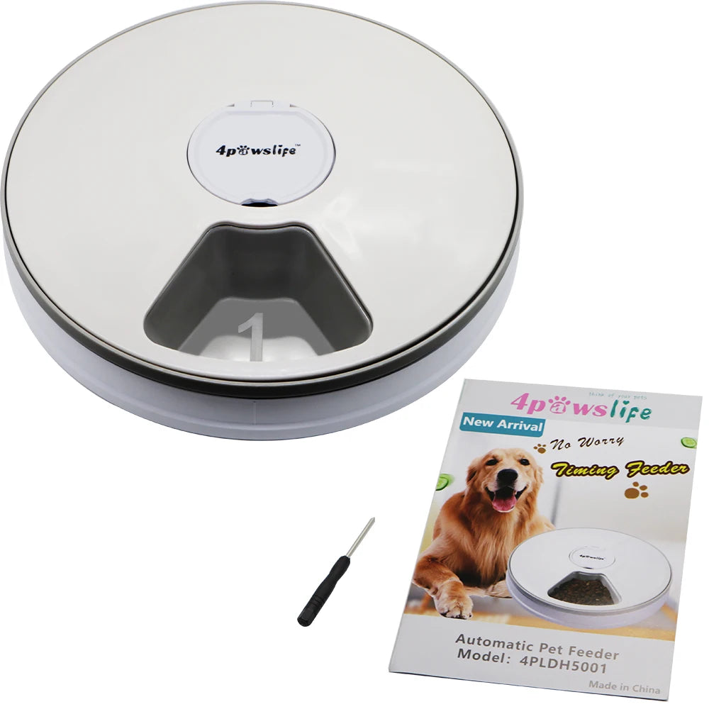 Automatic Feeder Pet Dog Round Timing Feeder 6 Meals 6 Grids Cat Dog Electric Dry Food Dispenser 24 Hours Feed Pet Supplies - Daisan Mart