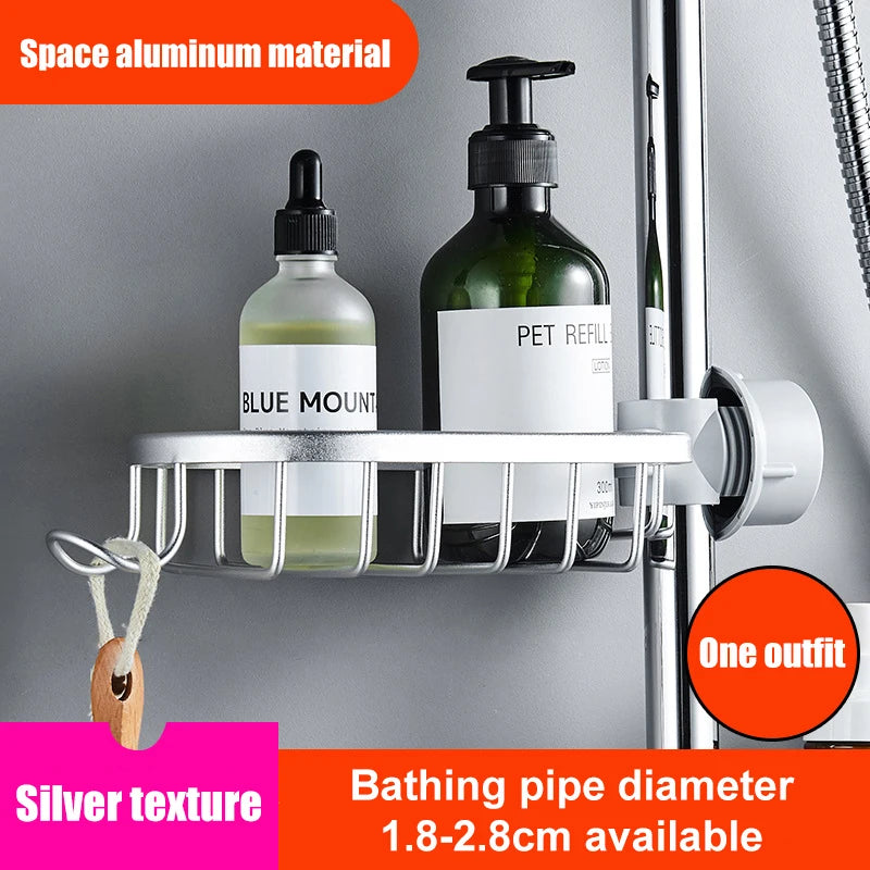 Bathroom Shelves Shower Rack Aluminum Basket For Shampoo Soap Bathroom Storage Adjustable Kitchen Faucet Sink Rag Holders - Daisan Mart