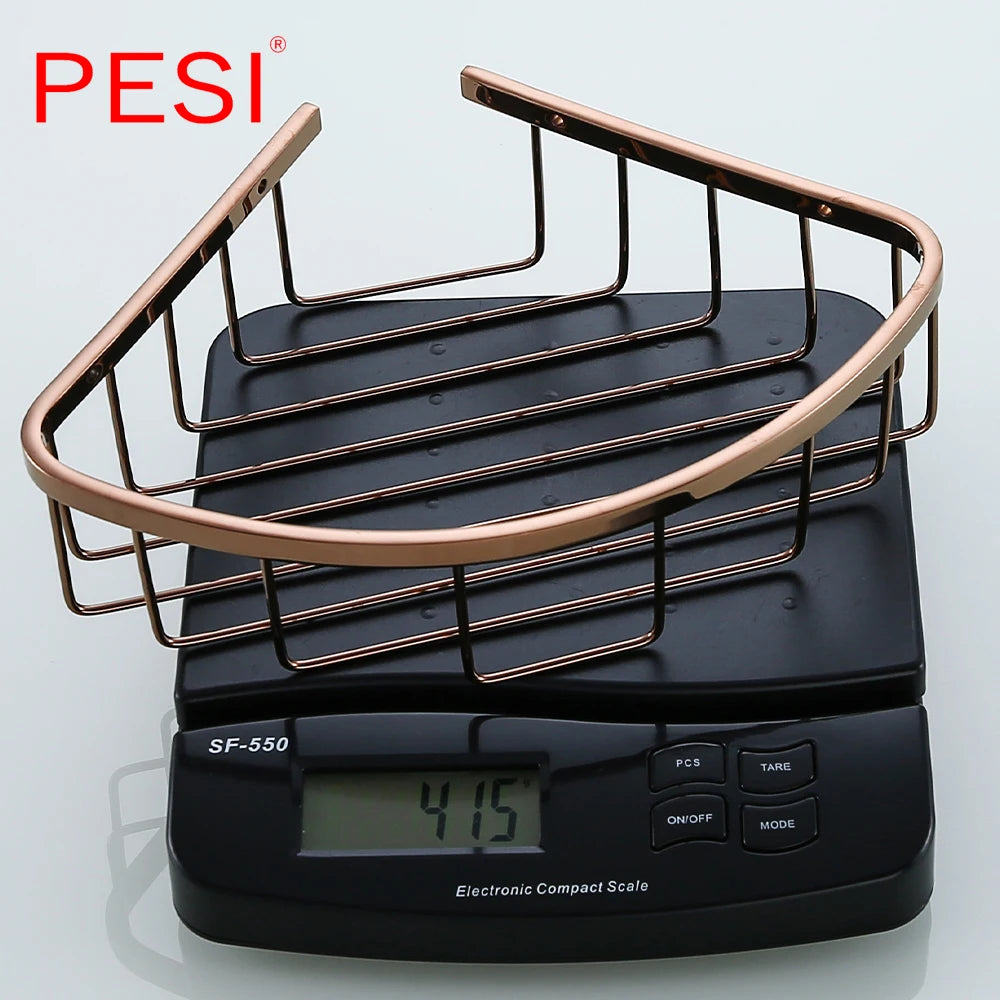 Bathroom Shelf Black Stainless Steel Single Bathroom Shelves Shower Storage Rack Wall Mounted Corner Basket Shampoo Shelf. - Daisan Mart