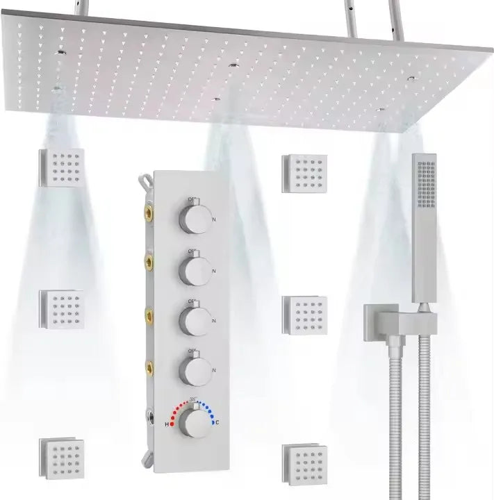 DULABRAHE Ceiling 800*400mm Shower Head with Full Body Jet Multifunction Shower System With Temperature Shower Faucet Set