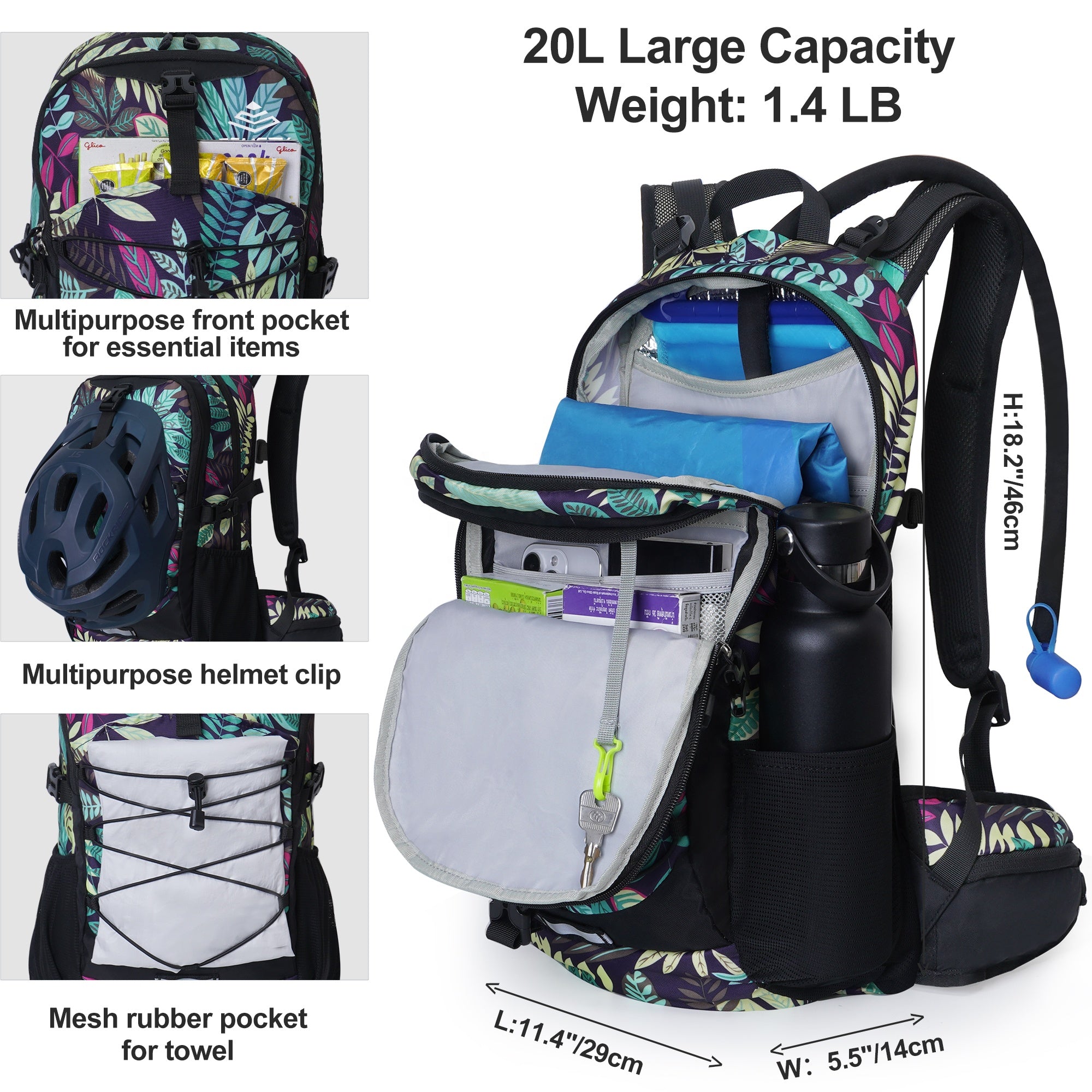 18L Multi-Purpose Waterproof Nylon Backpack for Backpackers