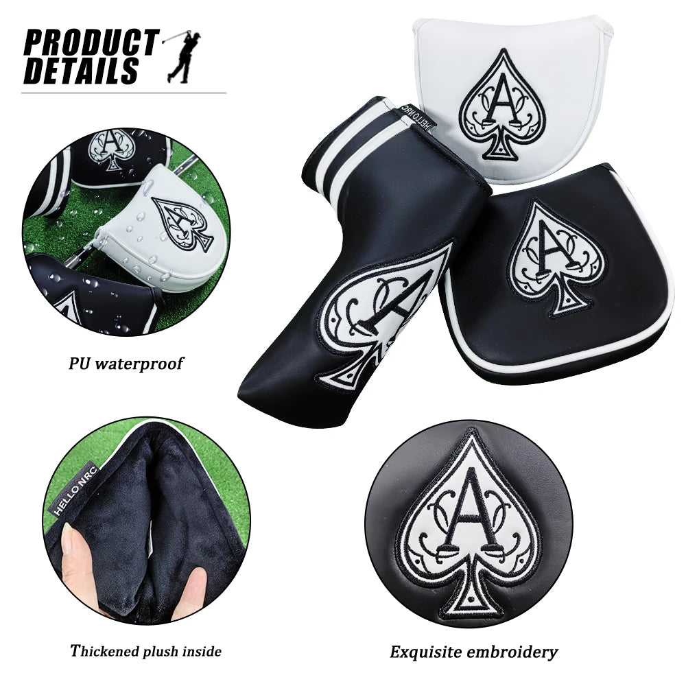 Peach Black Waterproof Golf Club Cover Set with Embroidered Logo