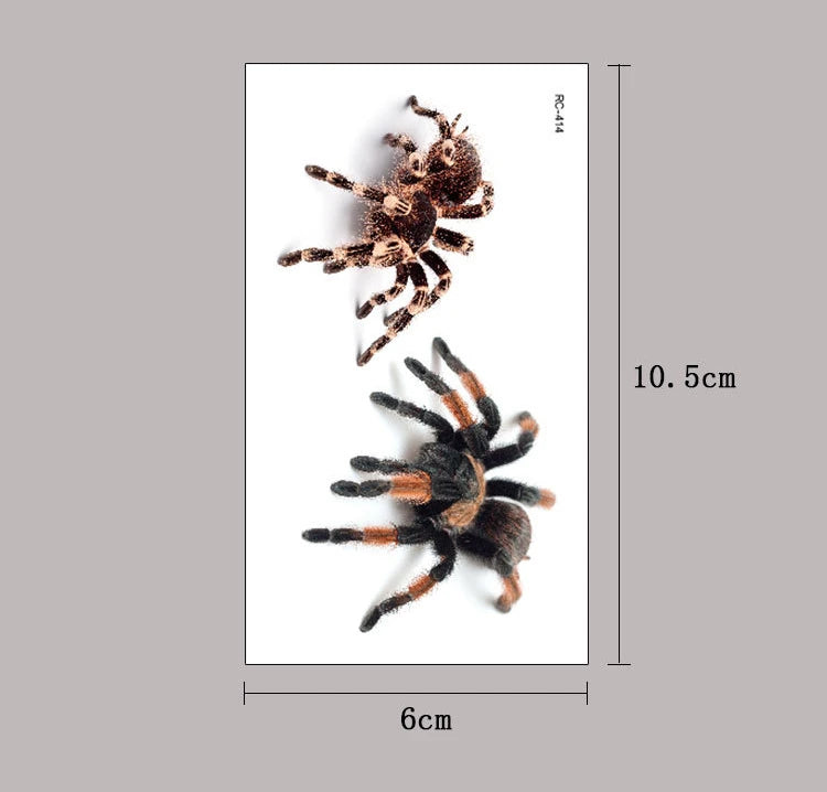 3D Spider Tattoo Scorpion Temporary Tattoo Stickers For Halloween Fake Tatto Body Art Tatuajes Joke Tatouage Temporaire