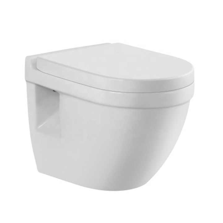 Modern Design Round Ceramic Wall-Hung Toilet for Rimless Bathroom 