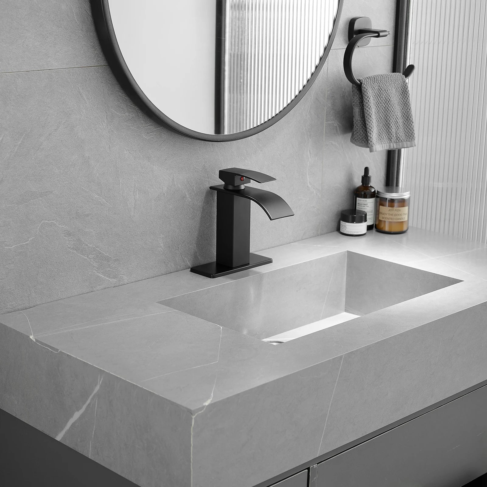 Modern Stainless Steel Brass Waterfall Bathroom Basin Faucet Bathroom Single Hole Water Mixer Tap Bathroom Basin Faucet - Daisan Mart