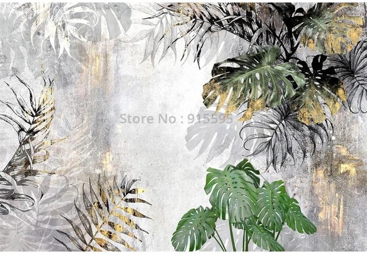 Custom Any Size Mural Wallpaper Modern 3D Tropical Rain Forest Leaves Fresco Living Room TV Sofa Background Wall Papel De Parede