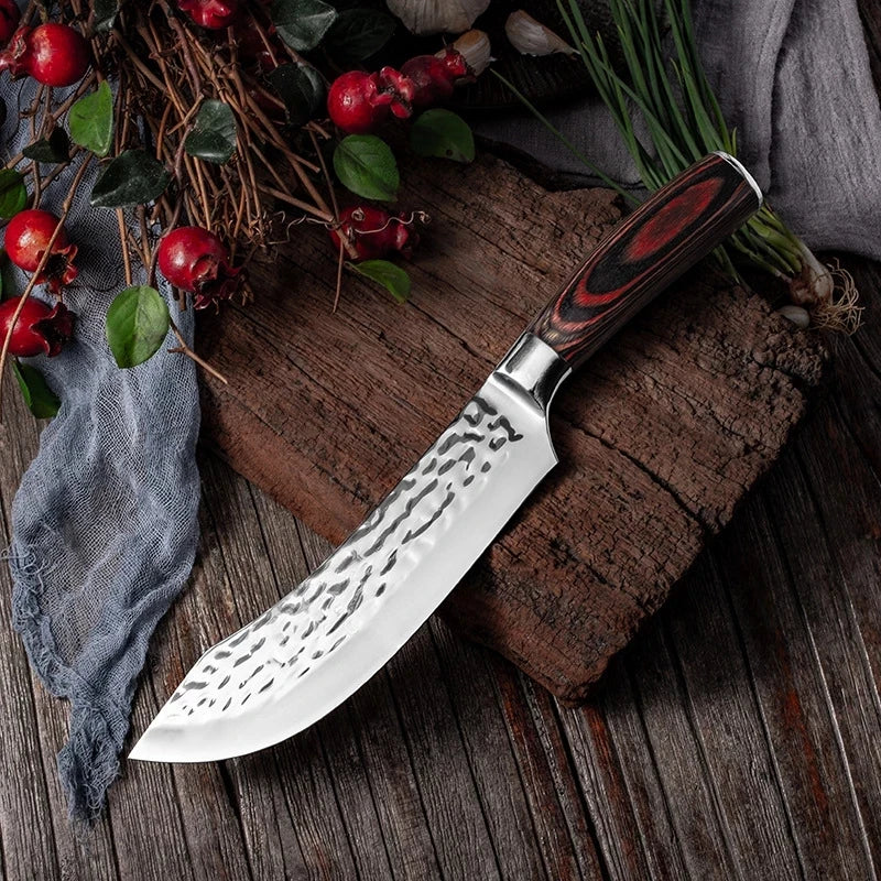 7.6inch Handmade Forged Kitchen Knife Butcher Meat Chopping Cleaver Chinese Chef Knife 5CR15 Stainless Steel - Daisan Mart